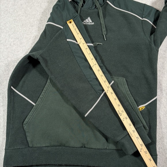 Adidas Hoodie Mens Large Green Fleece Pullover Embroidered Center Logo Sporty - Picture 7 of 7